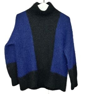 Sweaty Betty Blue Black Color Block Turtleneck Sweater Size Medium